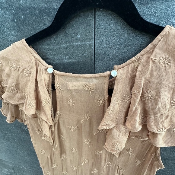 Doen Flora Embroidered Ruffle Maxi Dress Adobe Size XS - Picture 15 of 15
